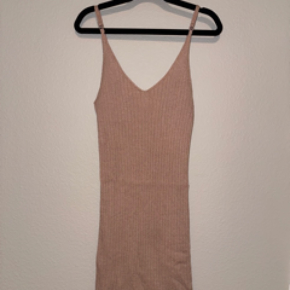 Ribbed Bodycon Beige Dress (S)